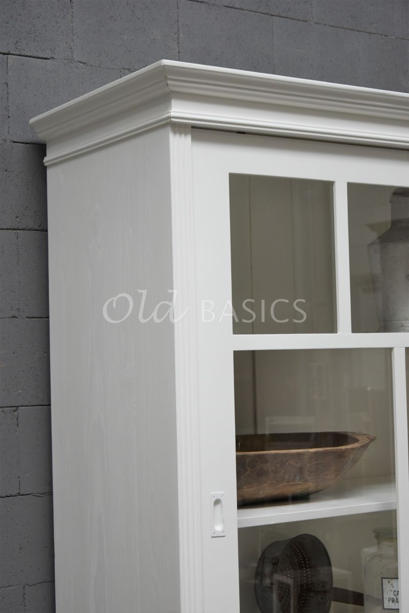 Detail van Vitrinekast Fabienne, 2 deuren, RAL9010, wit, materiaal hout